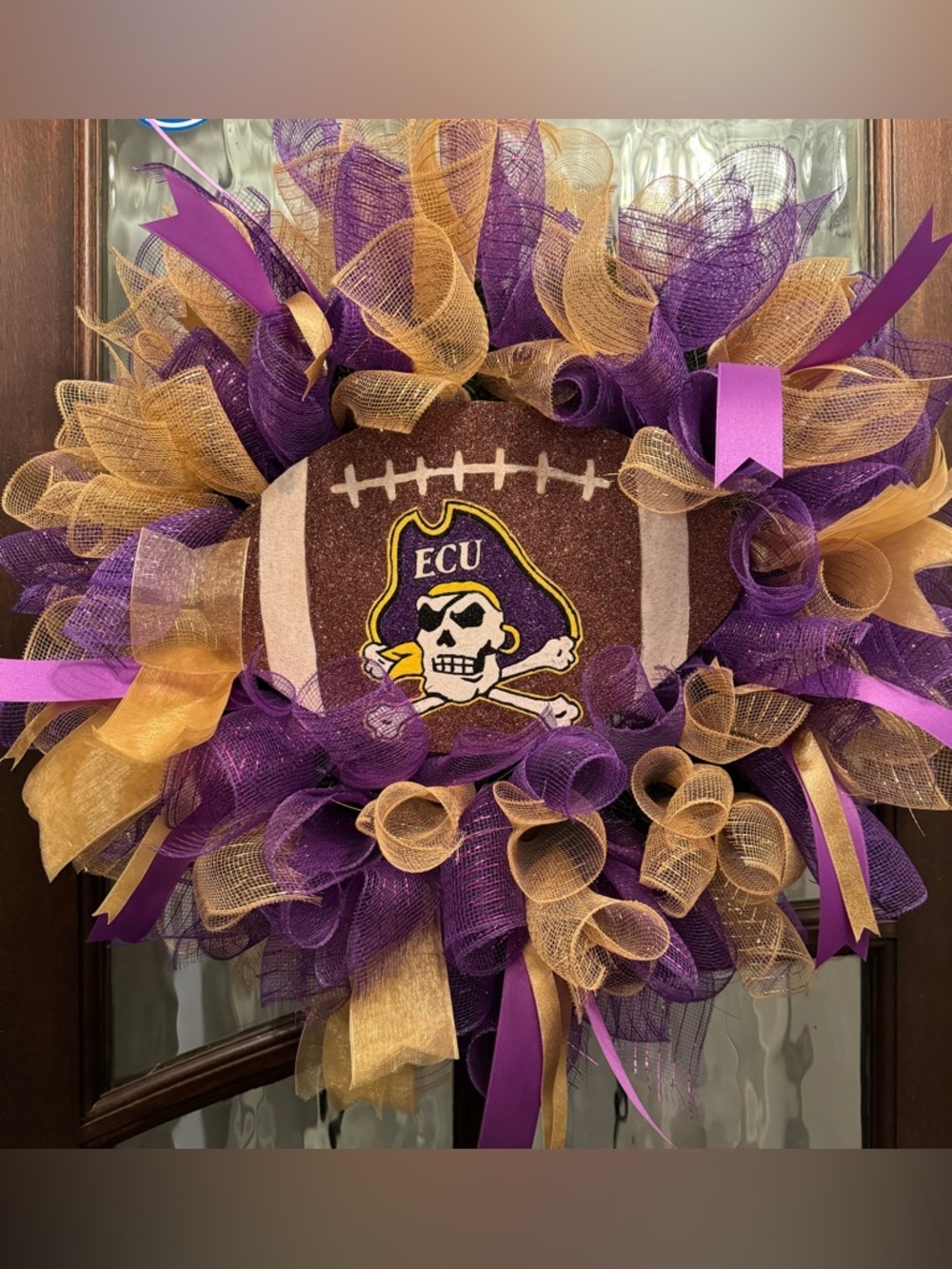ECU Pirates Football Wreath - Purple & Gold